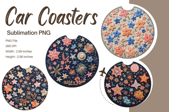 3D Flower Star Embroidery Car Coaster: A Graphics Gem