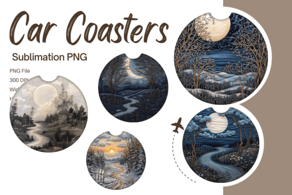 3D Forest Moon Embroidery Car Coaster: A Graphics Gem