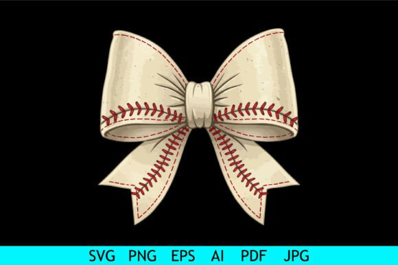 Baseball Stitch Pattern Ribbon Bow: A Versatile Graphics and Crafts Asset