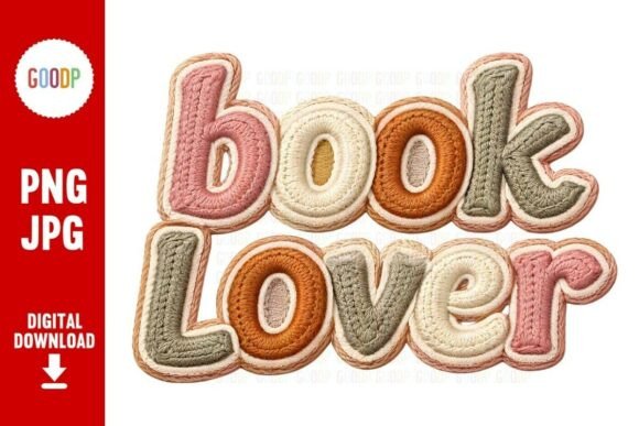 Charming Book Lover Embroidery Graphics for Branding