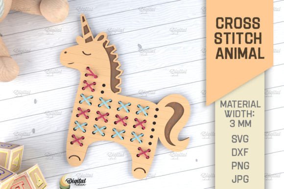 Charming Cross Stitch Animals. Laser Cut Unicorn for Other Toys