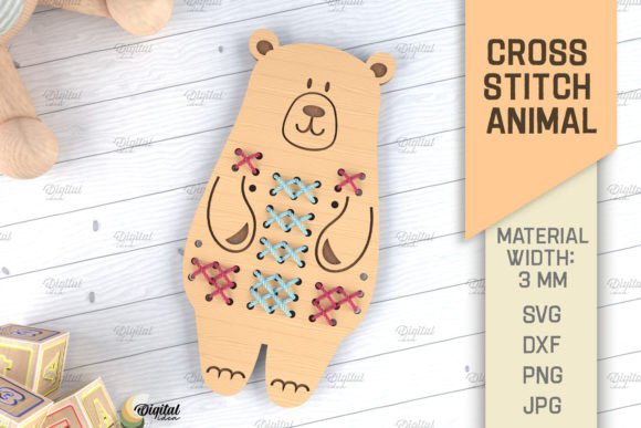 Cross Stitch Animals Laser Cut. Bear SVG Review