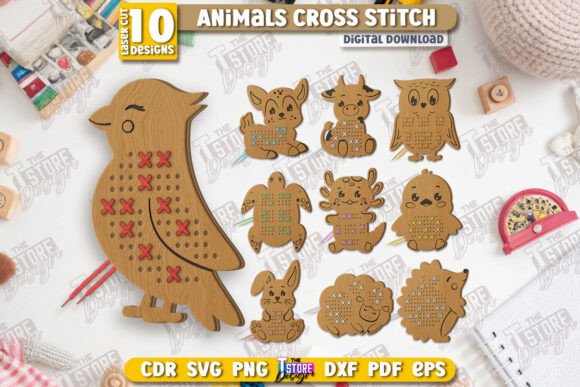 Cross Stitch Animals Laser Cut Bundle for Handmade Crafts