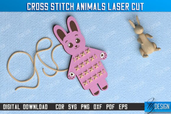 Cross Stitch Hare Montessori Lacing: A Laser Cut Toy for Branding