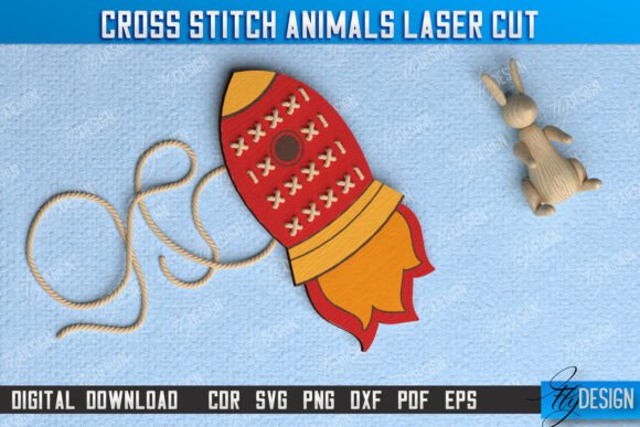Cross Stitch Rocket Montessori Lacing for Laser Cutting