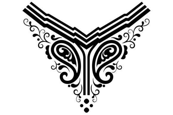 Decorative V-Neck Embroidery Pattern SVG for Crafts