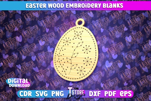 Easter Wood Embroidery Blank for Spring Laser Cutting