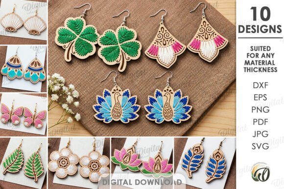 Embroidery Earrings Bundle: A Laser Cut Delight
