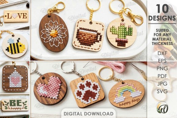 Embroidery Keychains: A Laser Cut Design Asset