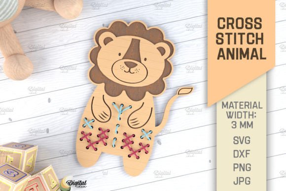 Enhancing Your Blog with Cross Stitch Animals Laser Cut. Lion SVG