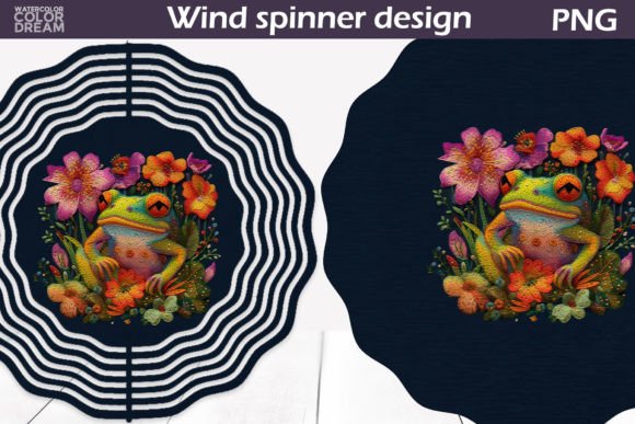 Frog Embroidery Wind Spinner: A Creative Graphics Asset for Crafts