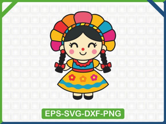 Mexican Folk Doll Embroidery SVG for T-Shirt Designs & Graphics