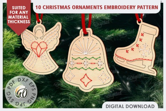 Ornament Embroidery Pattern SVG for Winter Christmas Laser Cutting