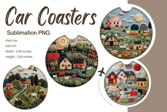 Review: 3D Farm House Embroidery Car Coaster PNG for Graphics