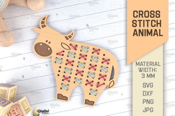 Review: Cross Stitch Animals LaserCut. Cow SVG for Digital Sellers