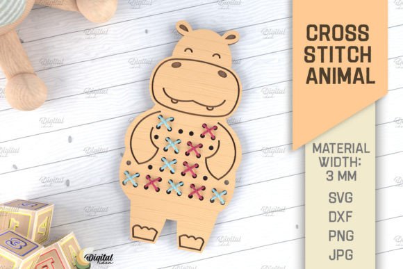 Review: Cross Stitch Animals LaserCut. Hippo SVG for Digital Publishing