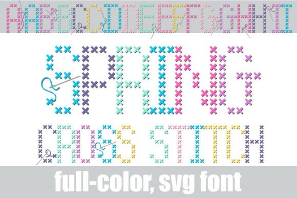 Spring Cross Stitch: A Charming SVG Font for Creative Projects