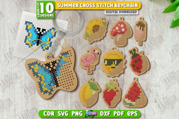 Summer Cross Stitch Keychains: A Laser Cutting Delight