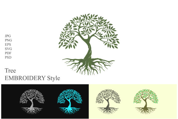 Tree Embroidery Style Logo: A Versatile Graphic for Branding