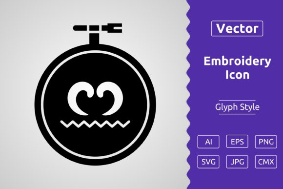 Vector Embroidery Glyph Icon: A Versatile Graphics Asset