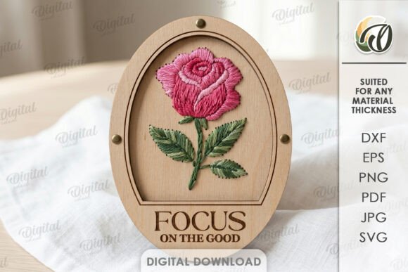 Wooden Embroidery Template for Laser Cutting: A Versatile Design Asset