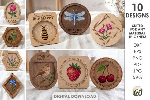 Wooden Embroidery Templates for Laser Cutting